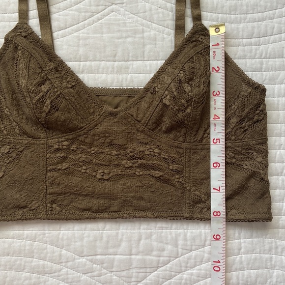 Free People Longline Bralette Lace Bustier Dark Olive Small - Picture 11 of 16